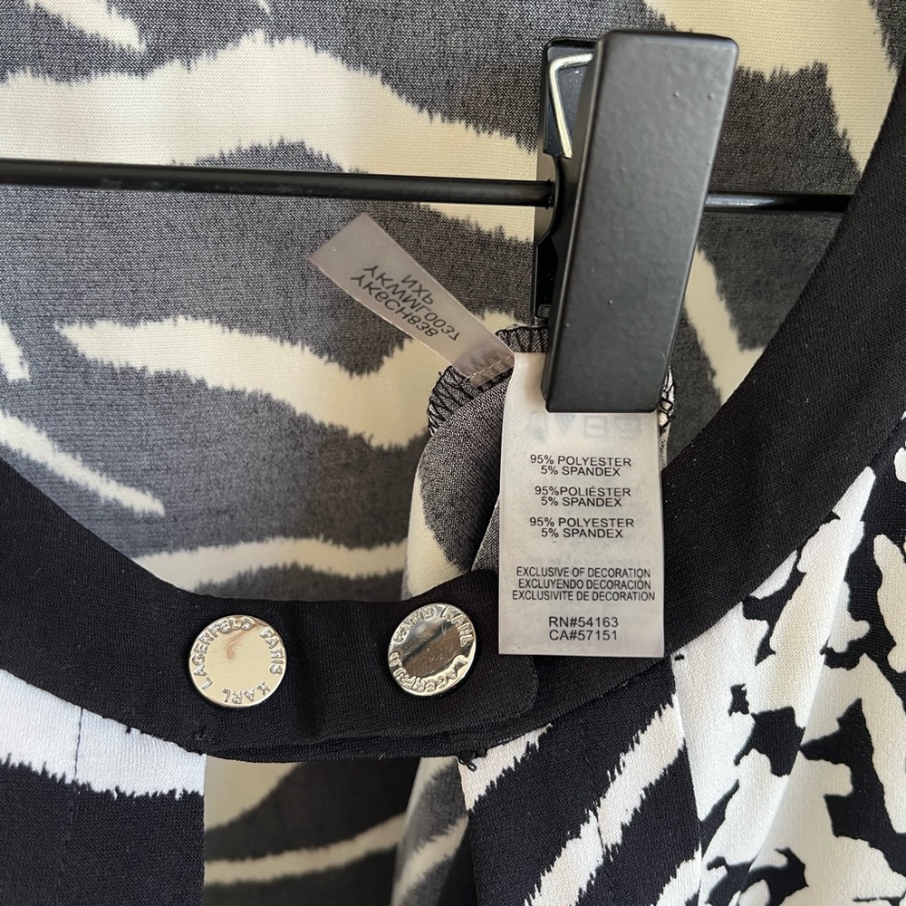 Karl Lagerfeld Black and White Mixed Print Sleeveless Tank - Picture 3 of 4